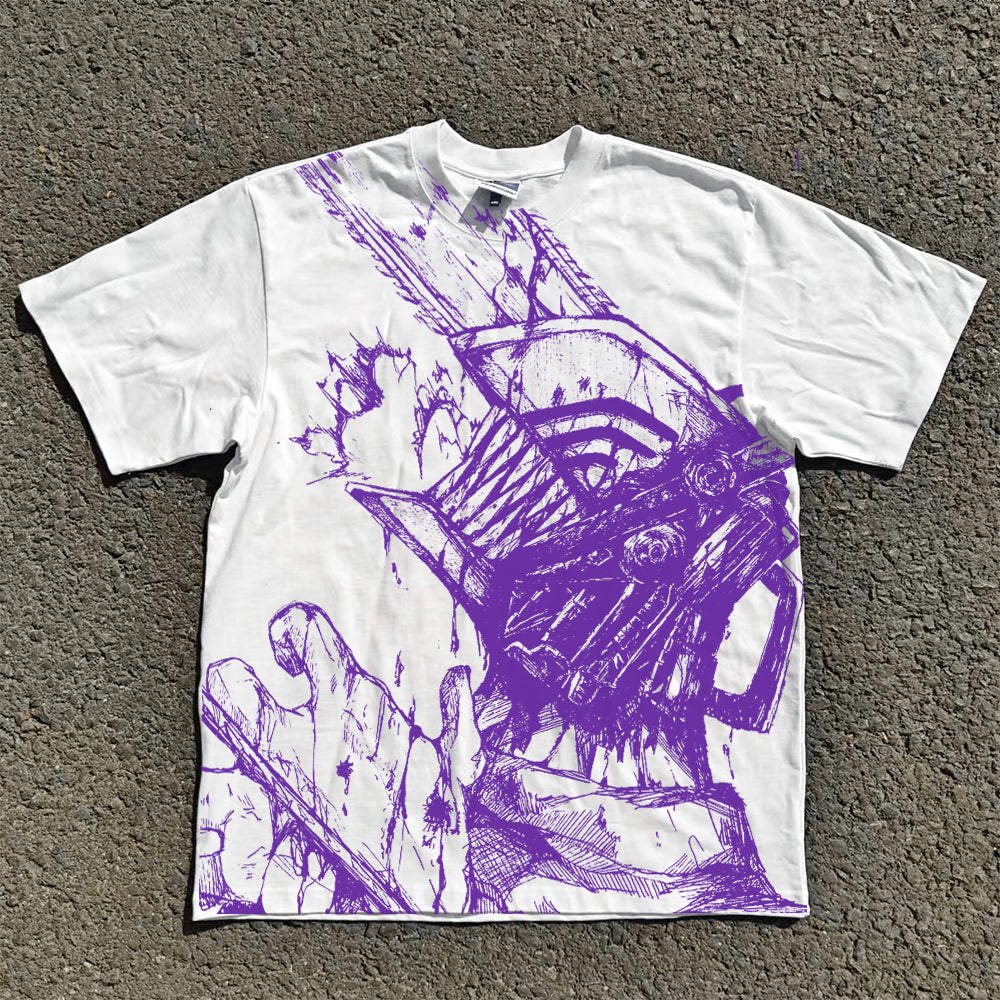 Chainsaw Devil Purple Sketch All Over Print