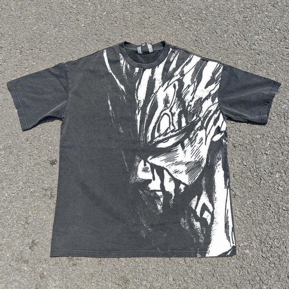Garou One Punch Man acid-wash oversized graphic tee. NANAKAGE