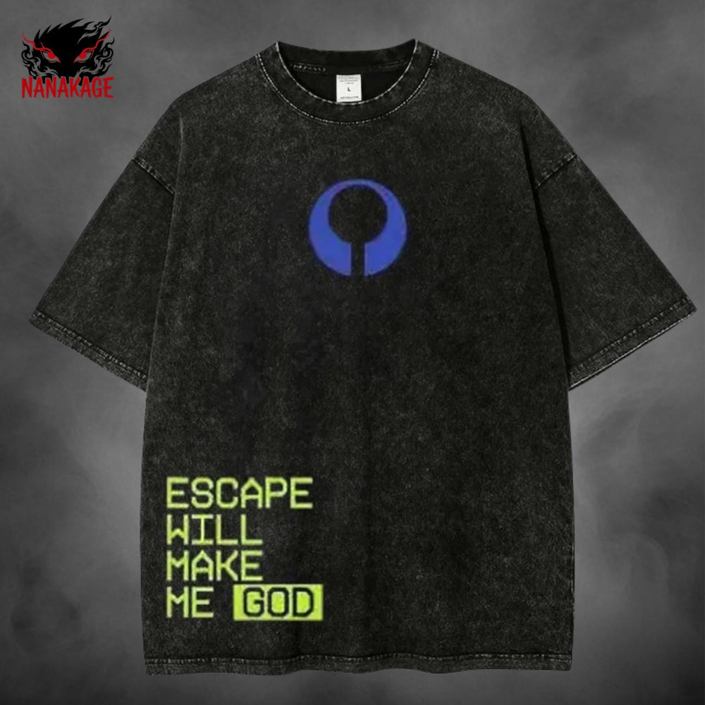 Green acid-wash oversized t-shirt with Marathon video game graphic print.