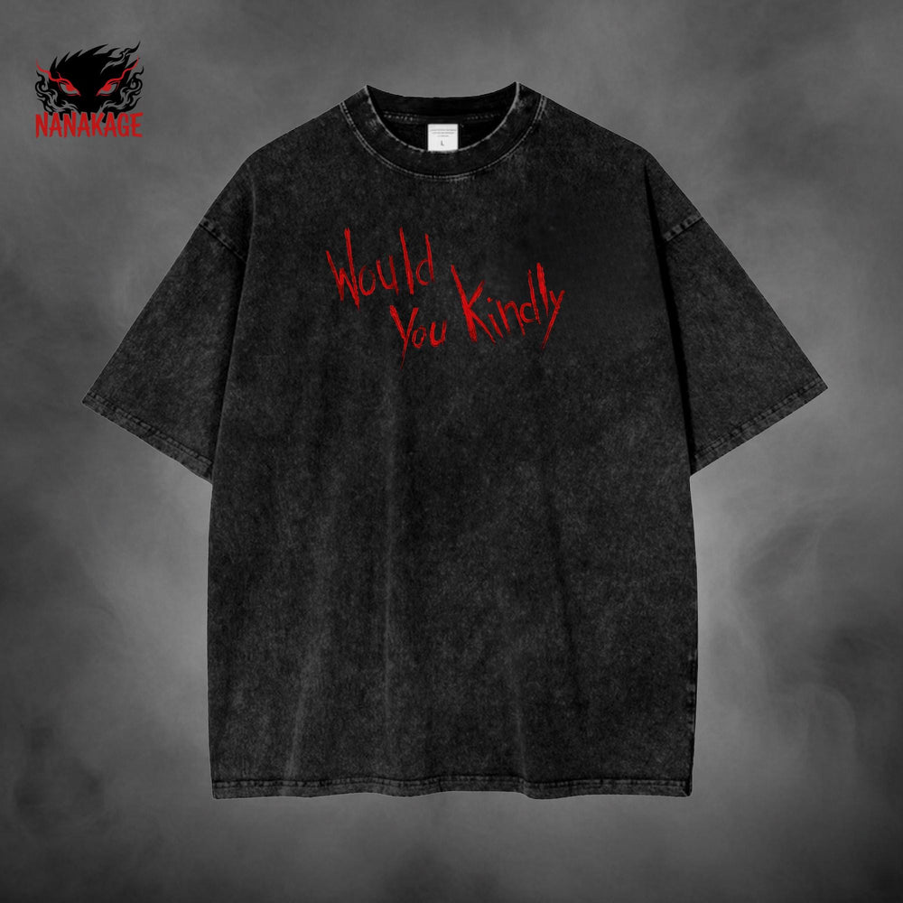 Gray acid-wash oversized t-shirt with BioShock video game graphic print.