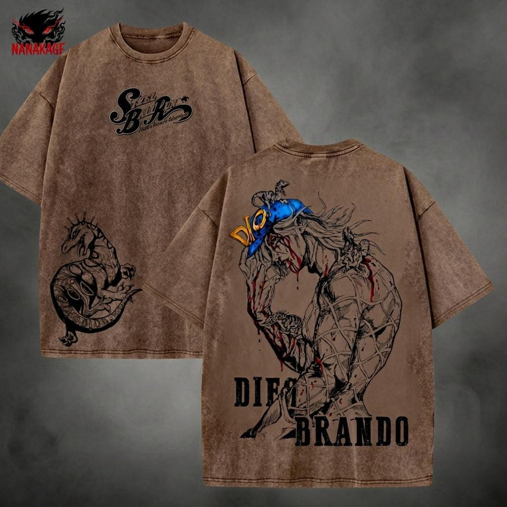 Brown acid-wash Diego Brando V1 tee