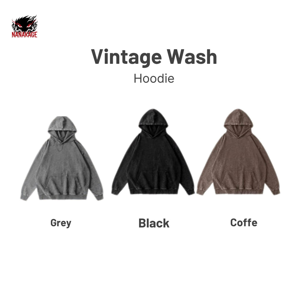 Black acid-wash oversized pullover hoodie with Gyro Zeppeli anime graphic print.