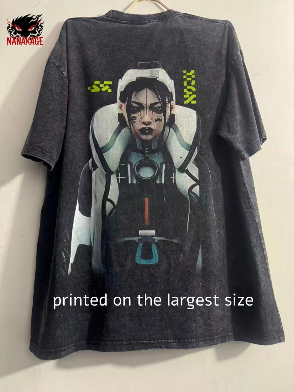 Black acid-wash oversized t-shirt with Marathon Arachne video game graphic print.