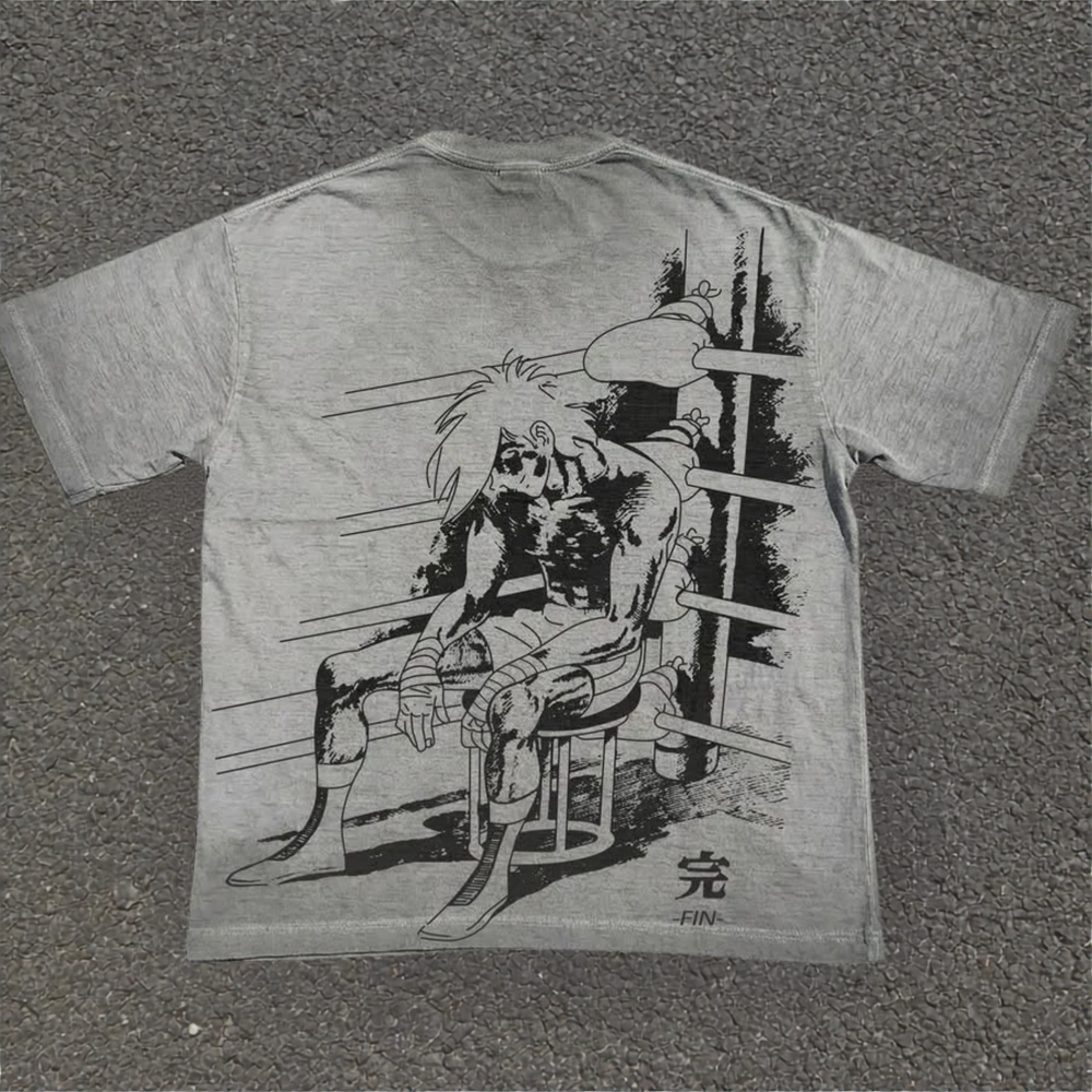Joe Yabuki Final Bell All Over Print in gray, back artwork