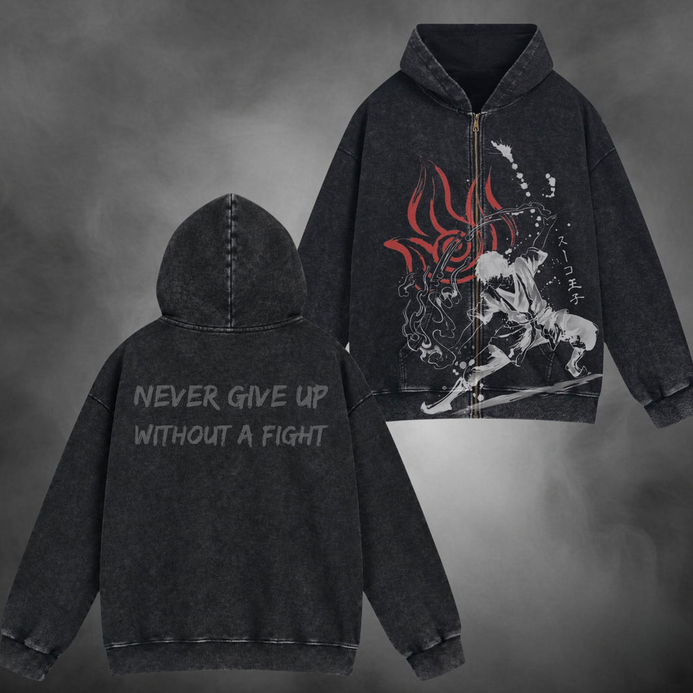 Zuko Zipup V1 in washed black, front and back views