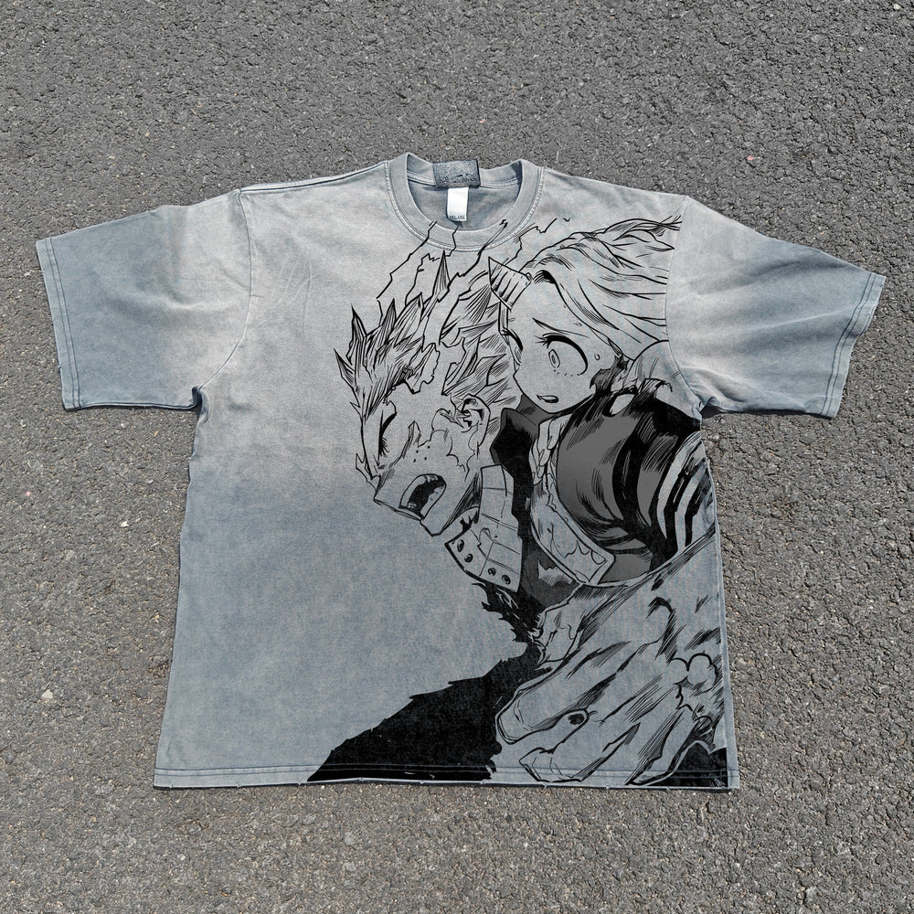 Deku My Hero Academia acid-wash oversized graphic tee — NANAKAGE