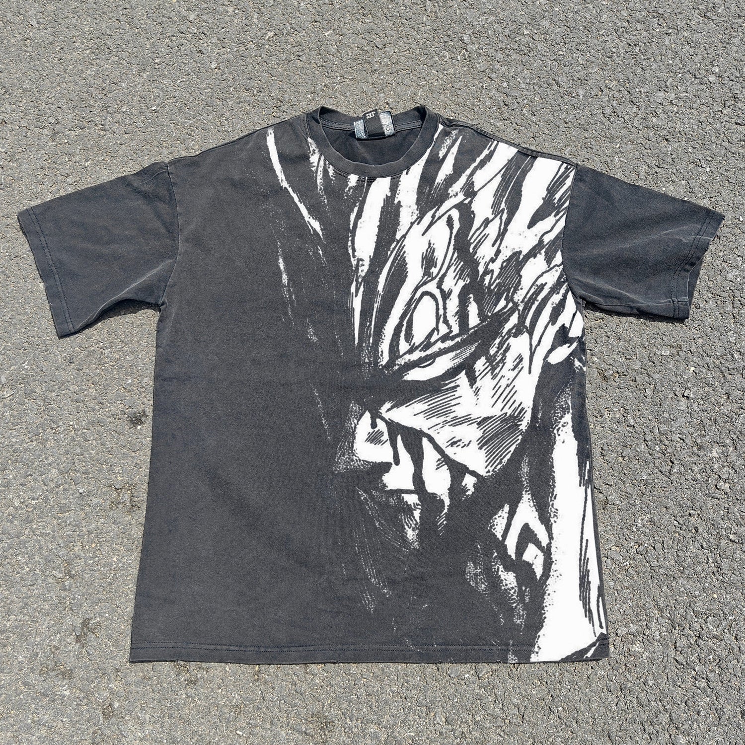 Garou One Punch Man acid-wash oversized graphic tee — NANAKAGE