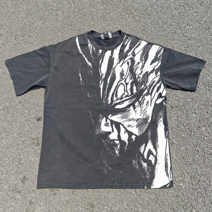 Garou One Punch Man acid-wash oversized graphic tee — NANAKAGE