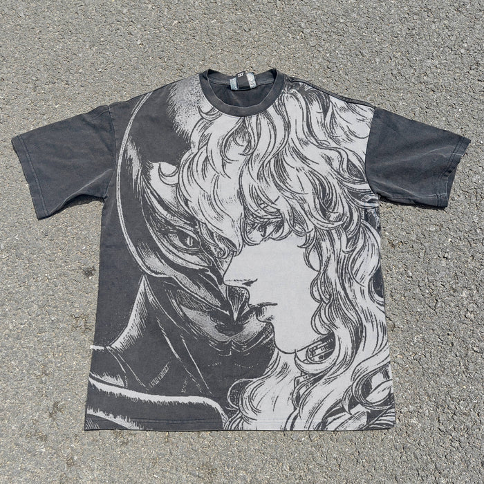 Griffith and Femto Berserk acid-wash graphic tee back — NANAKAGE