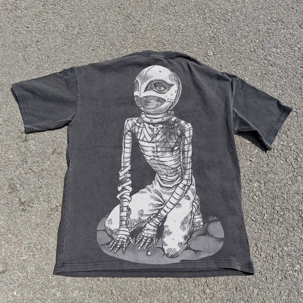Griffith Prison Berserk acid-wash graphic tee back. NANAKAGE