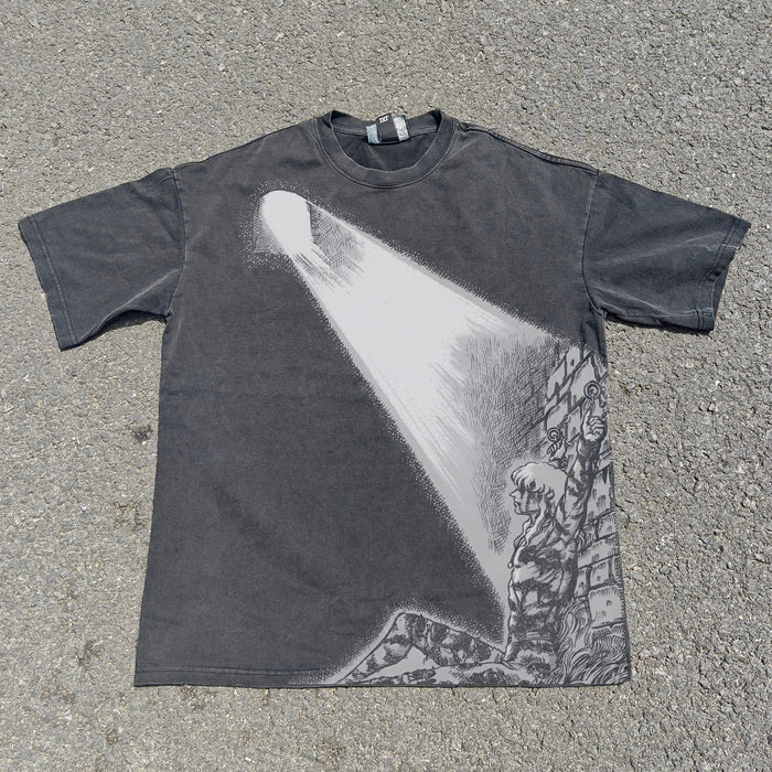 Griffith Prison Berserk acid-wash graphic tee front — NANAKAGE