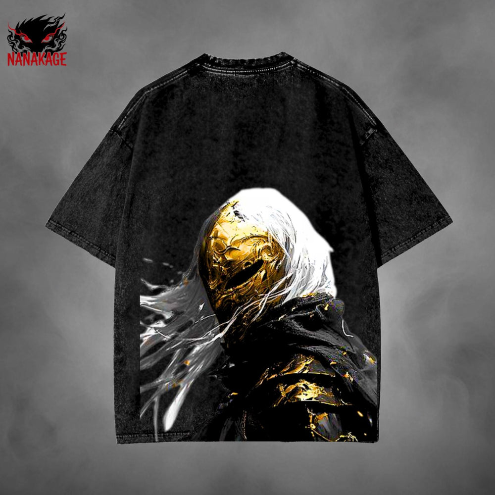 Black acid-wash oversized t-shirt with Slay The Spire indie game graphic print.