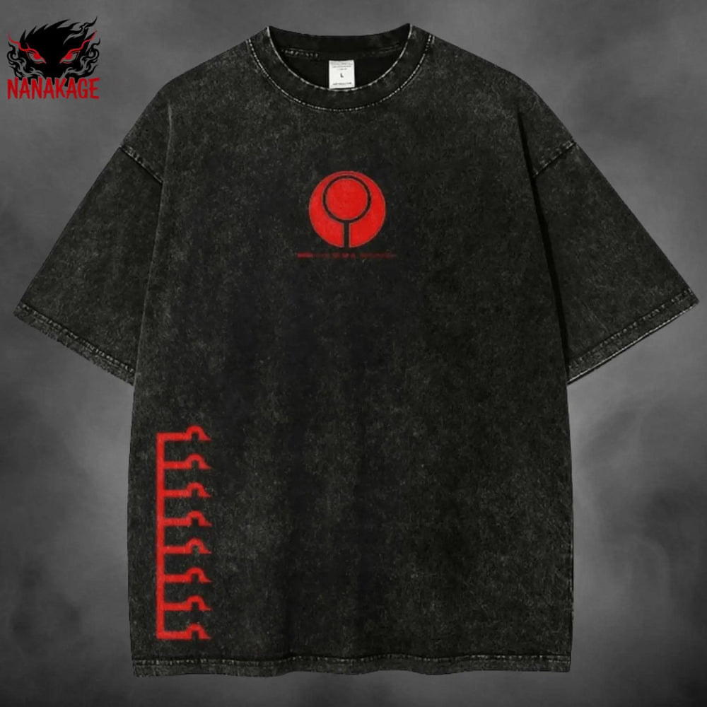 Black acid-wash oversized t-shirt with Marathon Arachne video game graphic print.