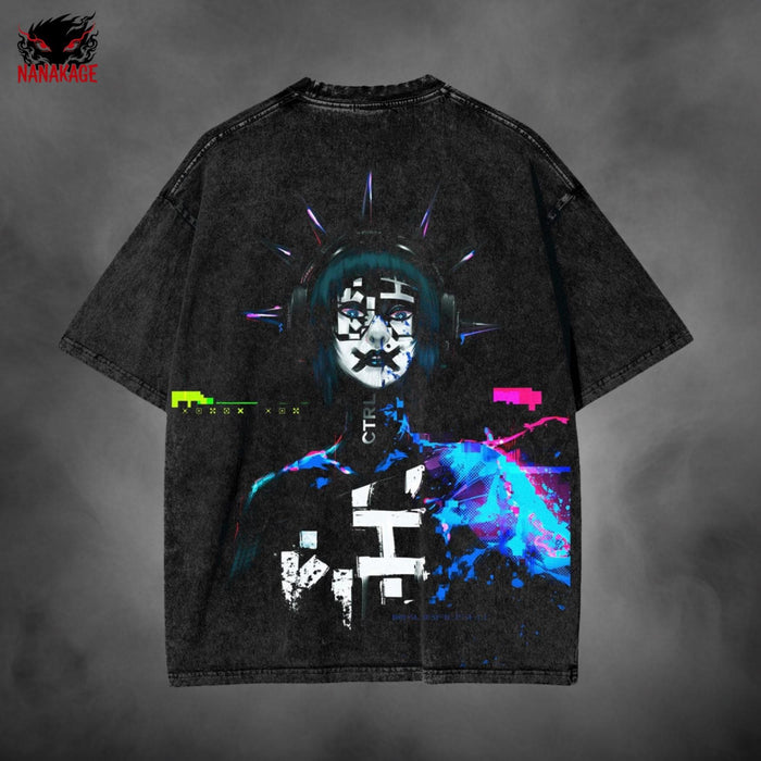 Acid-wash oversized t-shirt with Marathon video game graphic print.