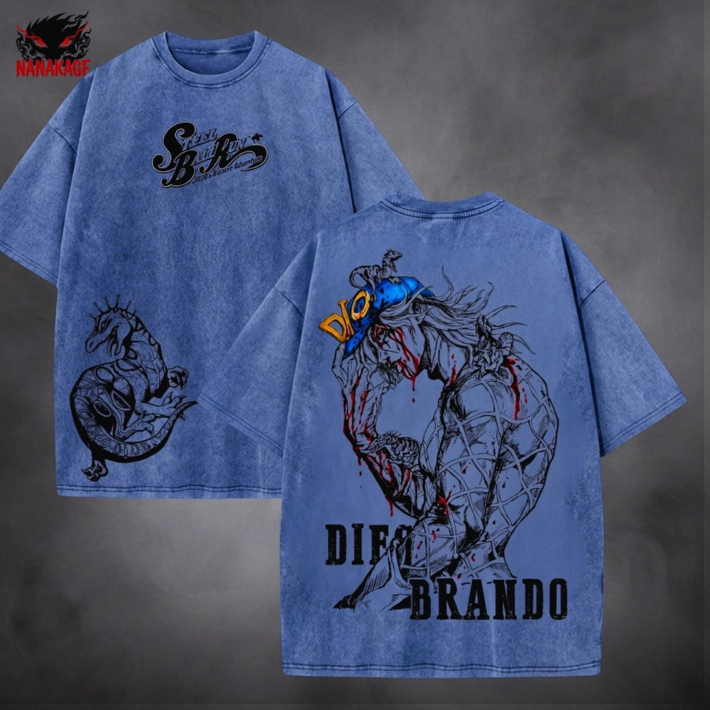 Blue acid-wash Diego Brando V1 tee