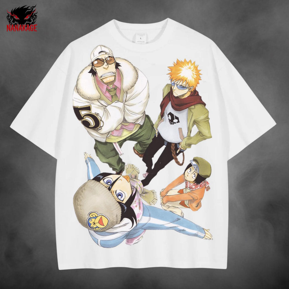 Apricot acid-wash oversized t-shirt with Soul Society anime graphic print.