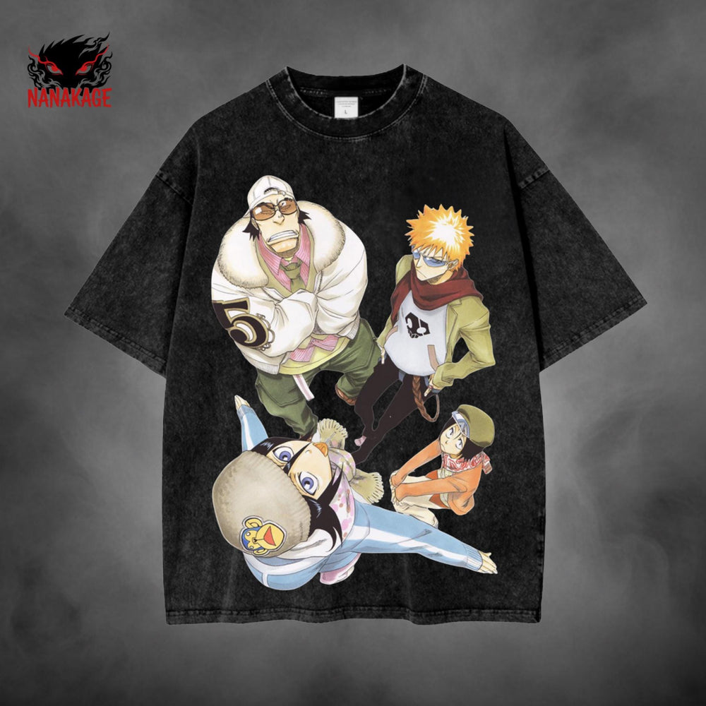 Apricot acid-wash oversized t-shirt with Soul Society anime graphic print.