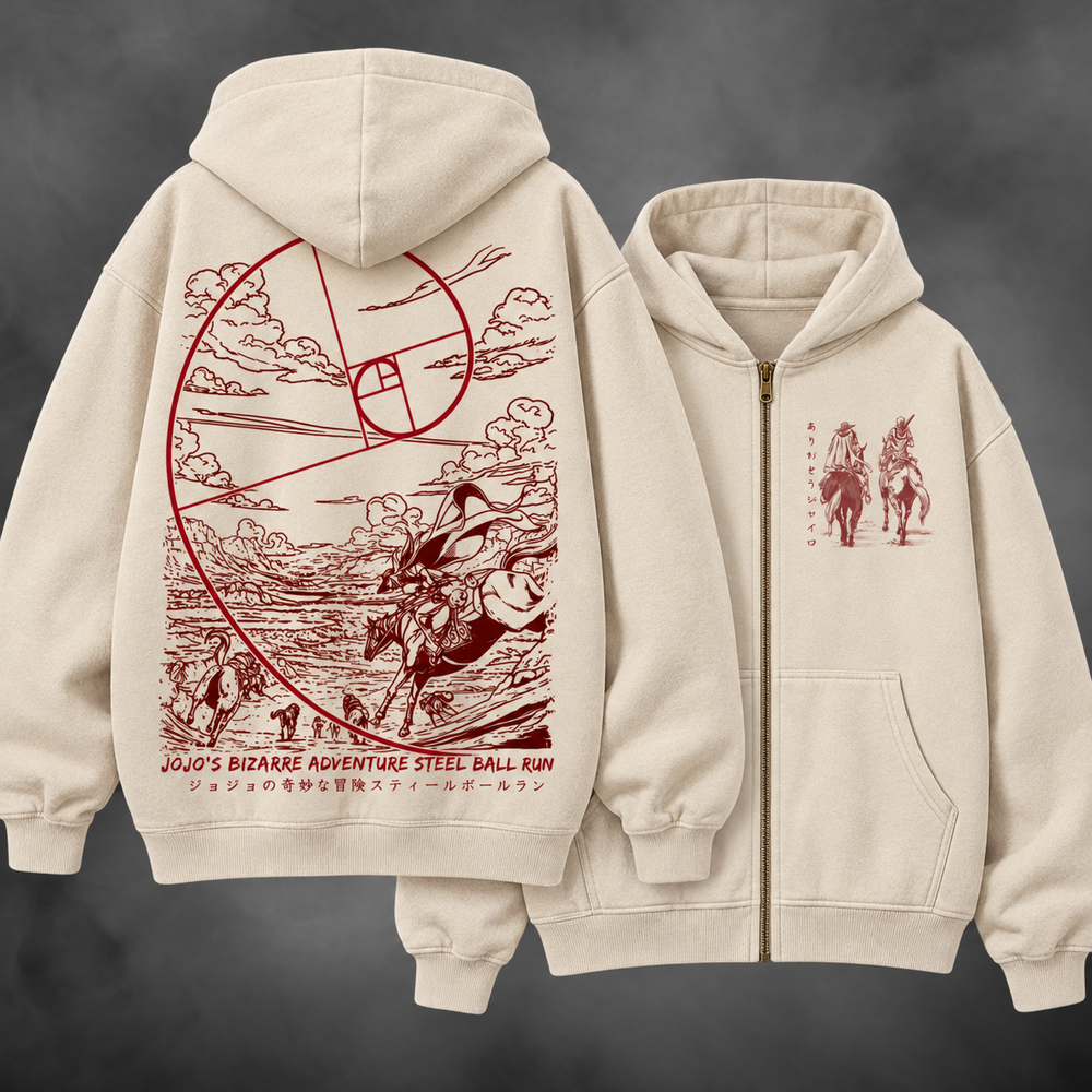 Johnny X Gyro Zipup V3 in cream, front and back views