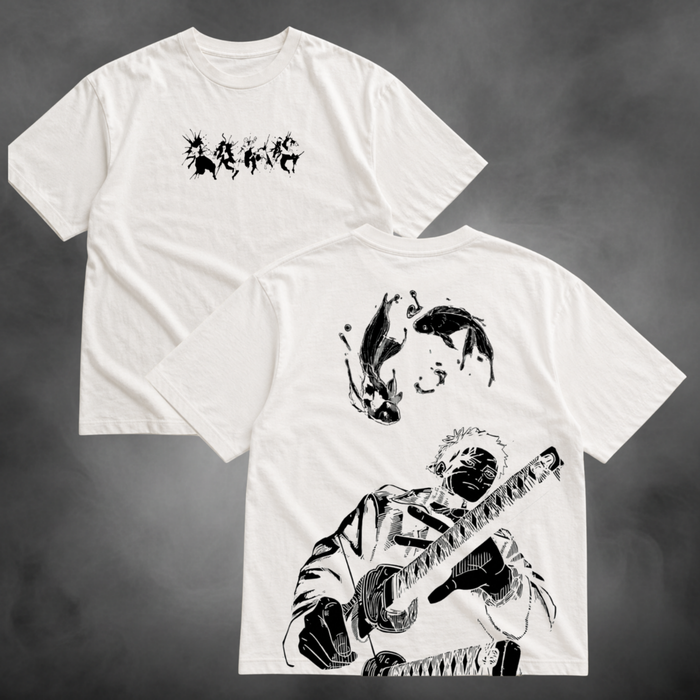 Kagurabachi Chihiro acid wash oversized manga graphic tee black NANAKAGE