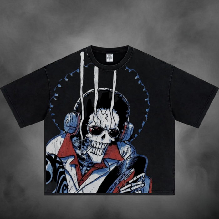 Soul King Brook One Piece acid-wash oversized graphic tee — NANAKAGE