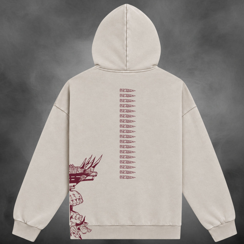 Sukuna Domain Zipup V1 in cream, back view